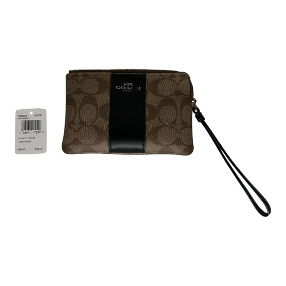 Coach Classic Signature Khaki/Black Wristlet F58035 - Picture 6 of 10